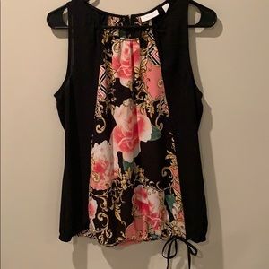 New York & Company floral and black blouse
